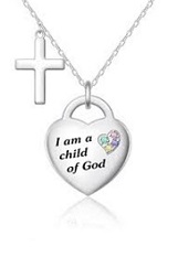 catchy small silver I am a Child of God baby necklace